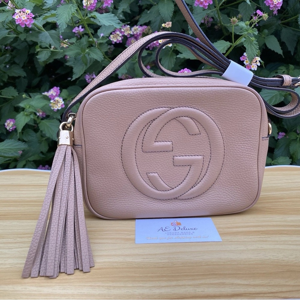 Gucci Pink Crossbody Bag with Embossed Logo and Tassel (0192)